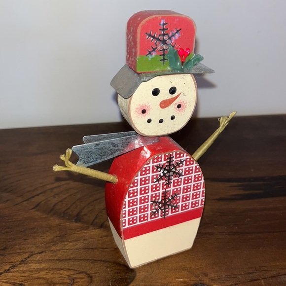 6” Wood Snowman Accent Piece Holiday Table Decor - Picture 4 of 6